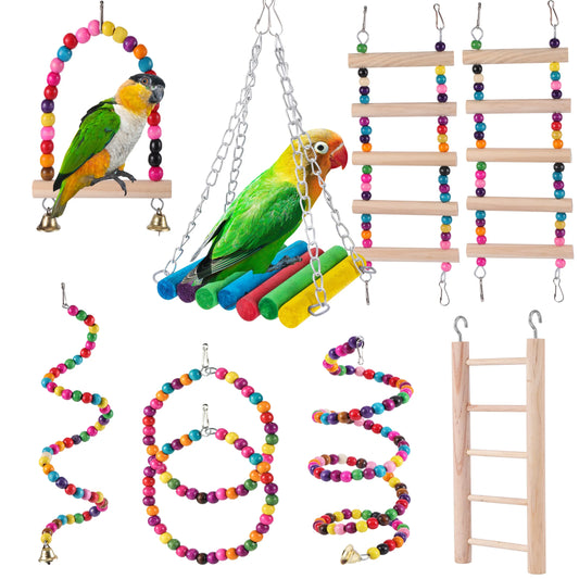 Parrot Swing Chewing Training Bird Toy: Hanging Hammock with Bell