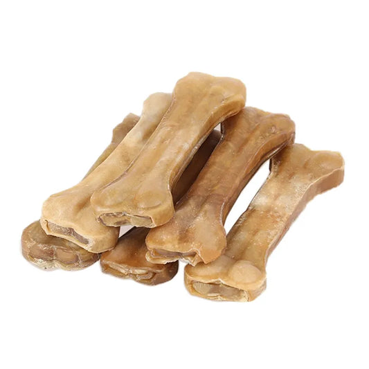 Leather Cowhide Dog Bone Chews: Molar Teeth Cleaning Stick