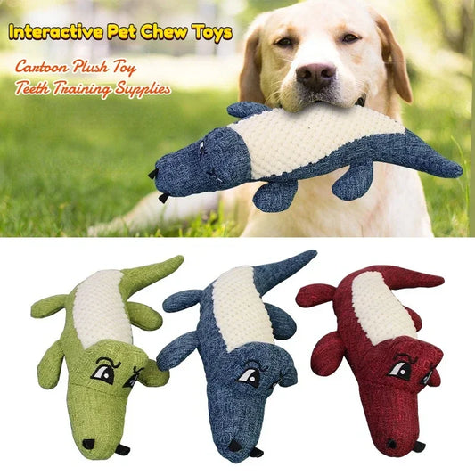 Interactive Alligator Plush Dog Chew Toy: Gnawing and Grinding