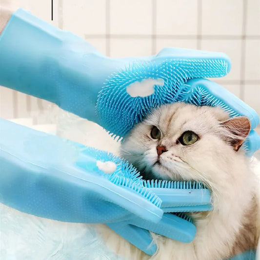 Silicone Pet Bathing Gloves for Grooming