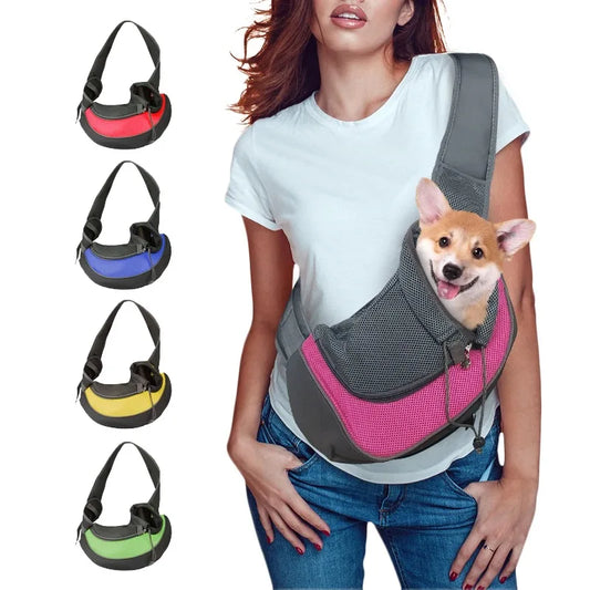 Outdoor Travel Dog Shoulder Bag: Mesh Oxford Comfort Sling Handbag
