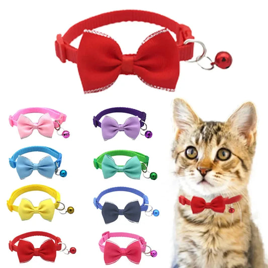 Multicolor Adjustable Pet Bow Bell Collar