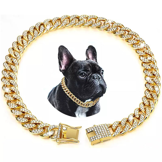 Gold Chain Dog Collar: Luxury Cuban Link for Dogs