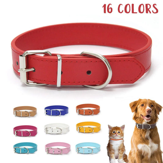 Adjustable leather pet collar for dogs