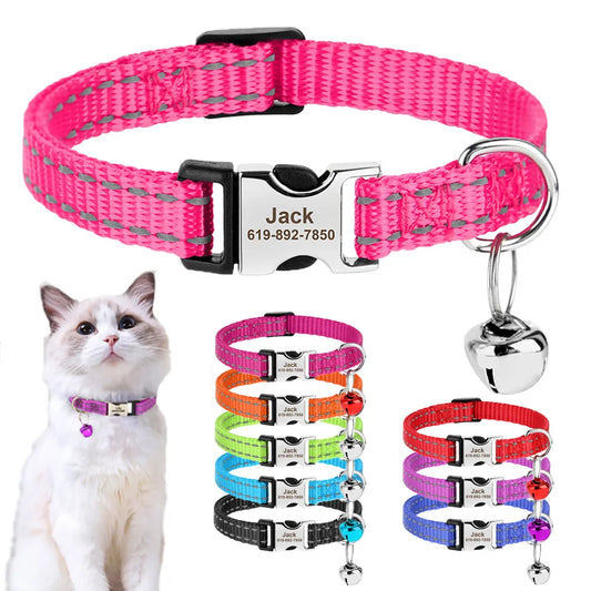 Reflective Nylon Personalized Cat Collar