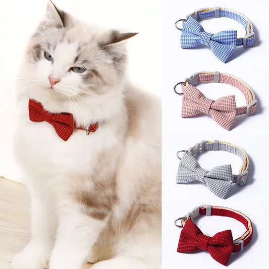 Adjustable Plaid Print Pet Bow Tie Collar