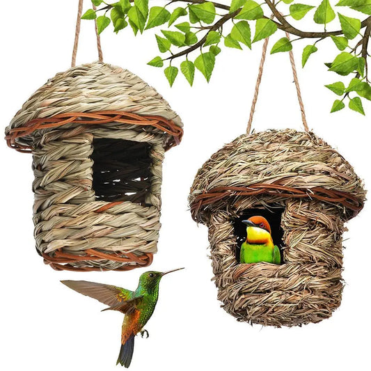 Handwoven Straw Bird Nest: Hanging Breeding House