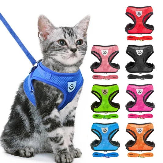 Adjustable Mesh Cat Harness for Walking