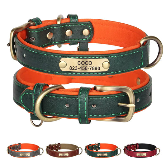 Personalized PU Leather Dog Collar: Free Engraved Nameplate