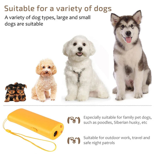 3-in-1 Dog Repeller Device: LED Ultrasonic Training Repellent