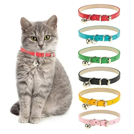 Soft Leather Cat Collar with Bell