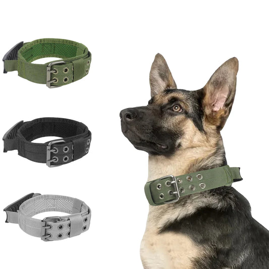 Reflective Nylon Tactical Dog Collar: Large Breed Training & Walking