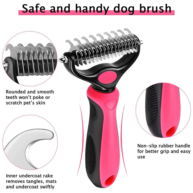 Professional Pet Deshedding Brush: Grooming Tool for Dogs/Cats