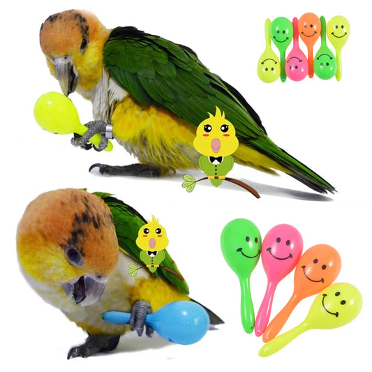 3PCS Parrot Rattle Sand Hammer: Interactive Training Toys bird