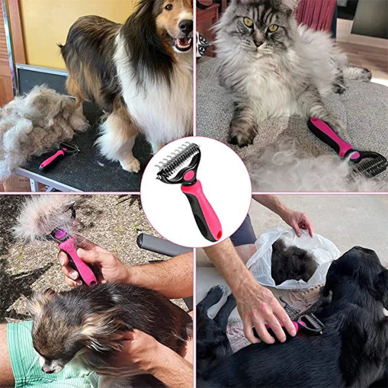 Professional Pet Deshedding Brush: Grooming Tool for Dogs/Cats