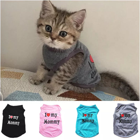 "I Love Mommy & Daddy" Print Cat Vest