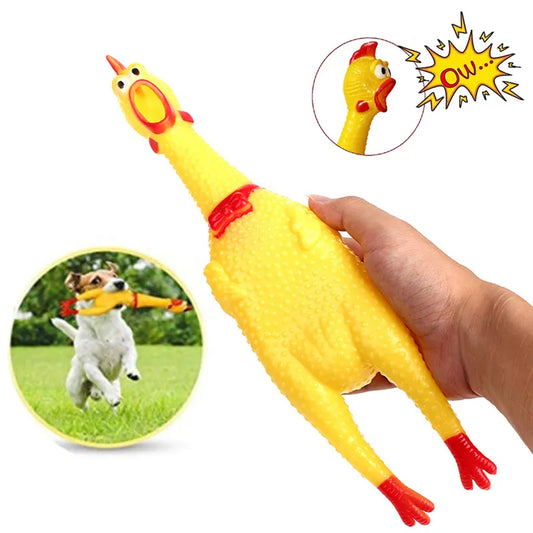 Screaming Chicken Dog Squeak Toy: Durable Rubber